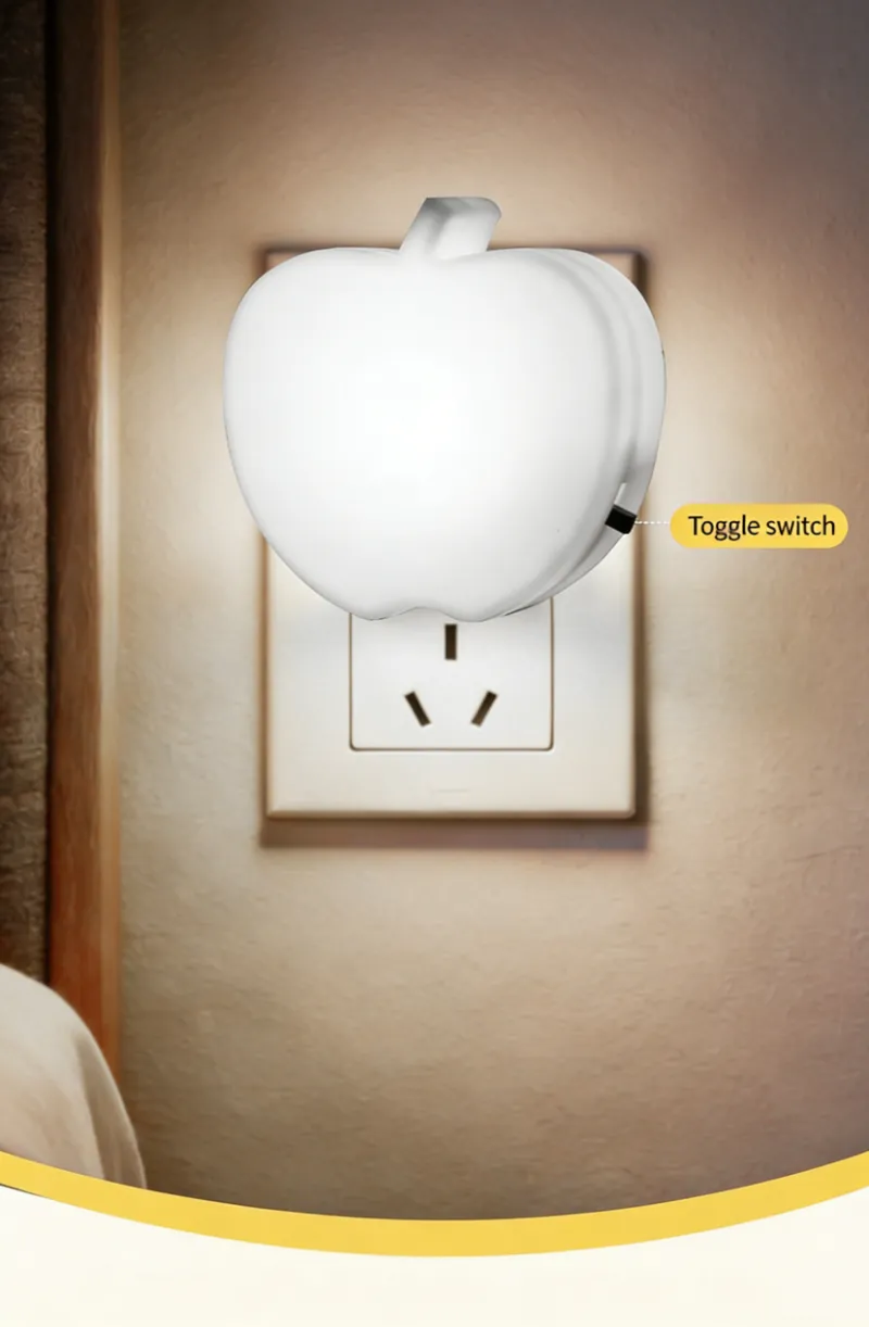 Soft Glow Apple Shaped LED Night Light Plug