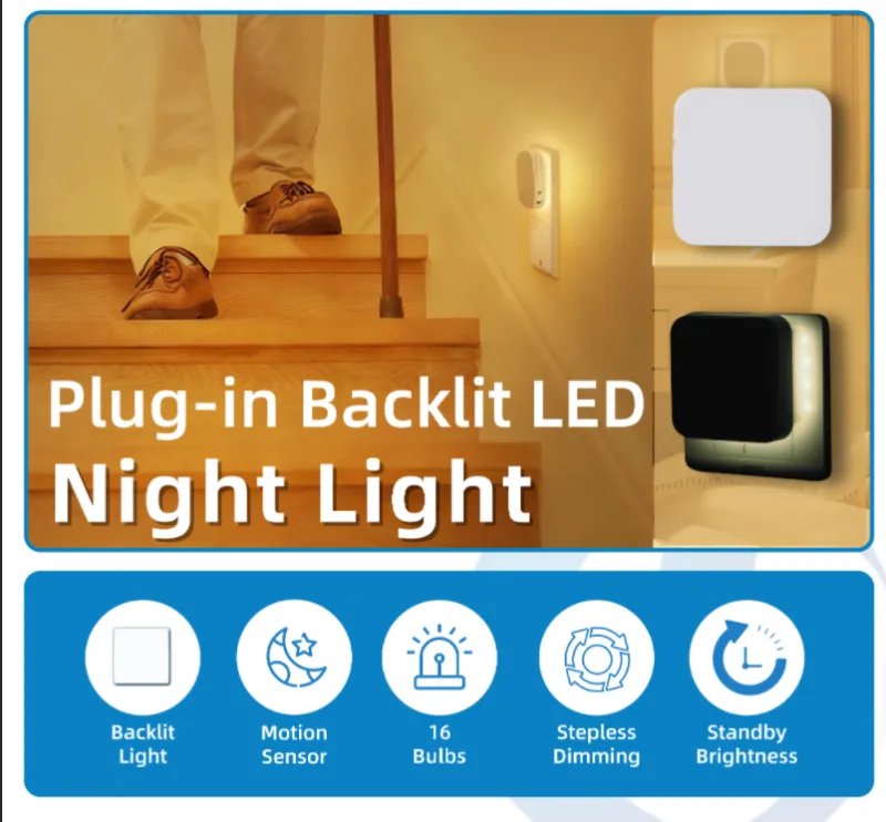 16 Bulbs EU Square Sensor Night Light Plug