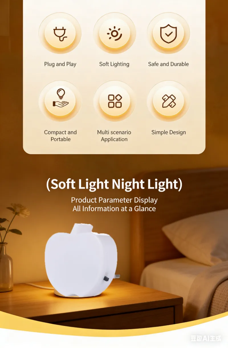 Soft Glow Apple Shaped LED Night Light Plug